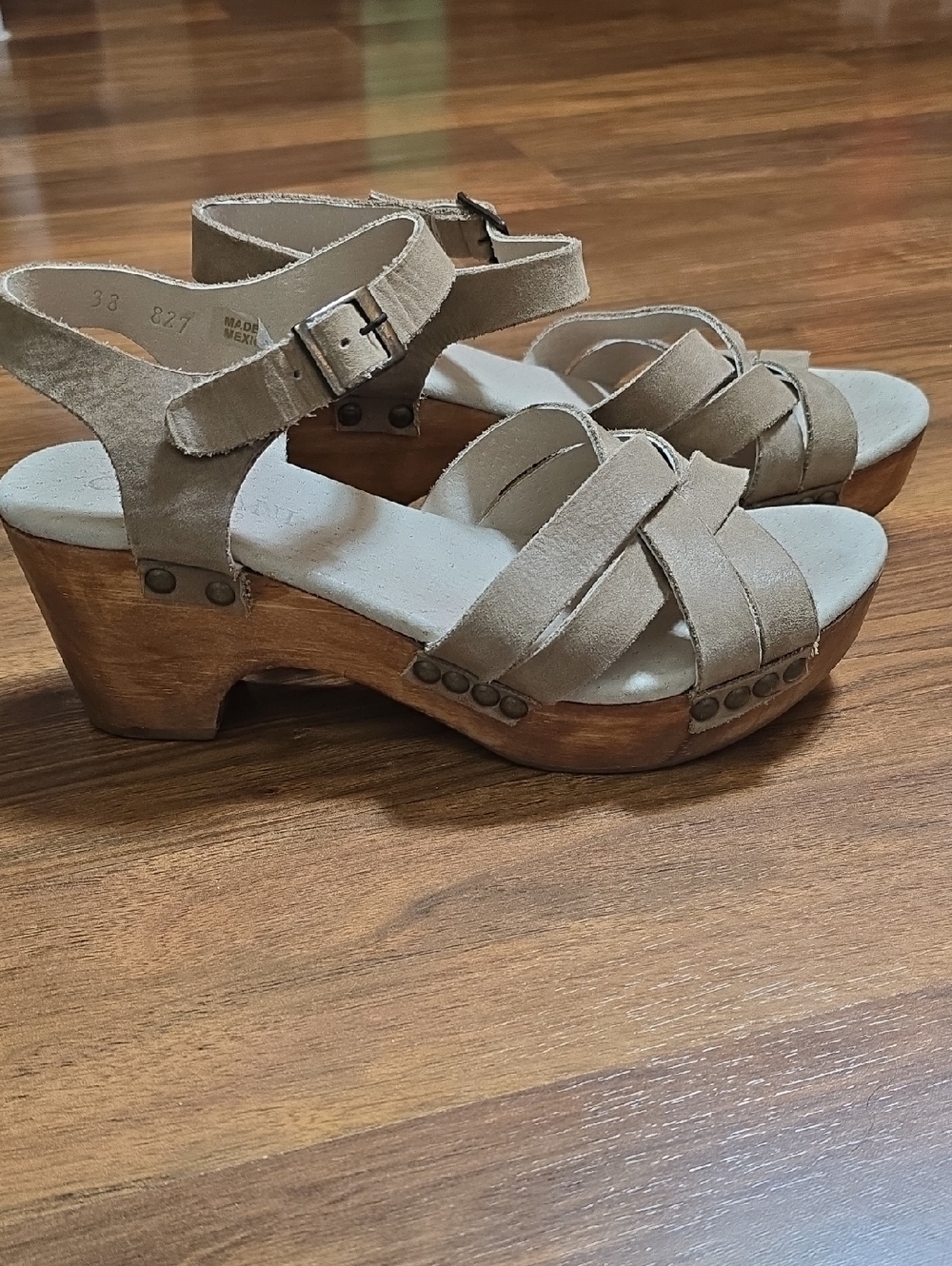 Cordani Taupe Suede Platform Clog Sandals